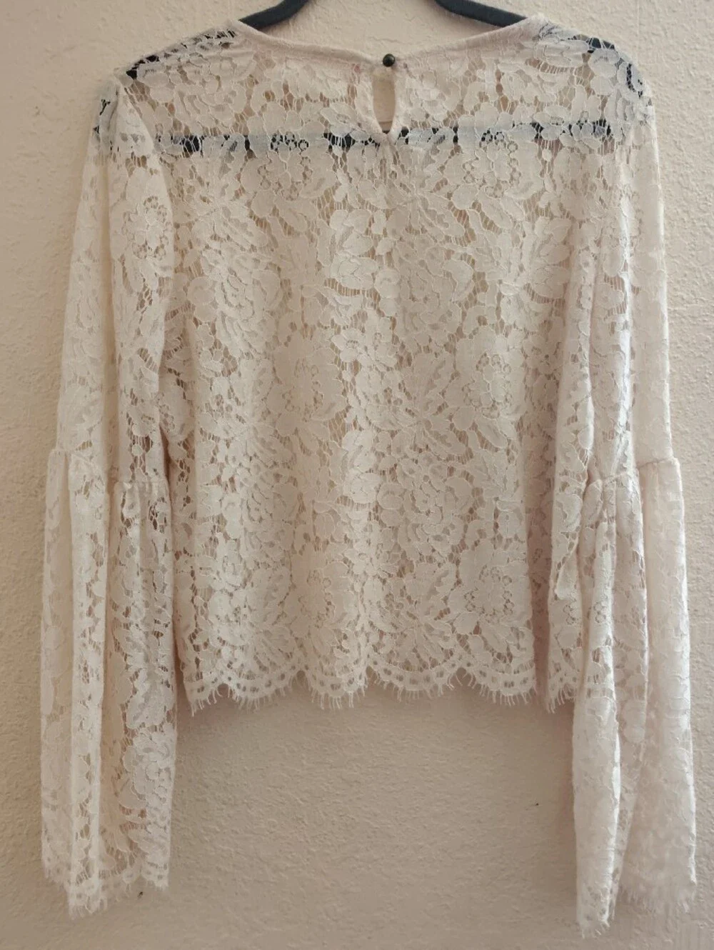 Altar'd State Cream Lace Bell Sleeve Blouse Size M